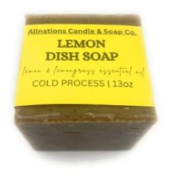 Allnations Soap Co - The Squeezed Lemon | Handmade All Natural Solid Block Dish Soap with Pure Essential Oil & Real Zest, 13oz Vegan Bar