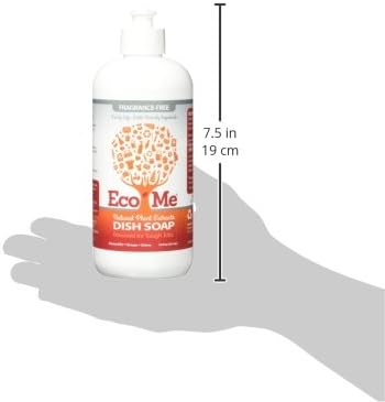 Eco Me Natural Environmentally Friendly Sudsing Liquid Dish Soap, Healthy Fragrance Free Scent, 16 Ounces