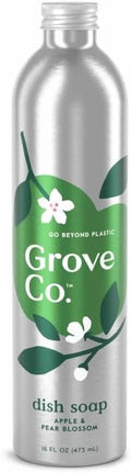 Grove Co. Dish Soap Refill, 1 x 16 fl oz Refill, Apple & Pear Blossom | Plastic-Free; Removes Stuck on Food; USDA Biobased; 98% plant-based ingredients; Natural Fragrance