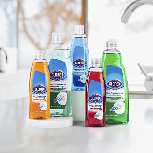 Clorox Ultra Concentrated Dish Soap with OXI, Fresh Scent, 40 Fl Oz, 6-Pack | Bleach-free formula, dermatologist tested, cuts grease on contact, tough on baked-on stains