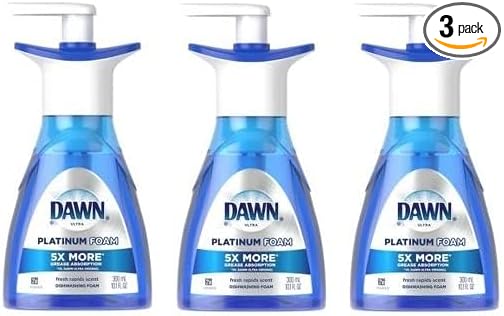 3 Pk. Dawn Ultra Platinum Foam Dishwashing Fresh Rapids Scent 10.1 fl oz 190 Pumps (30.3 Fl Oz 570 Pumps Total)