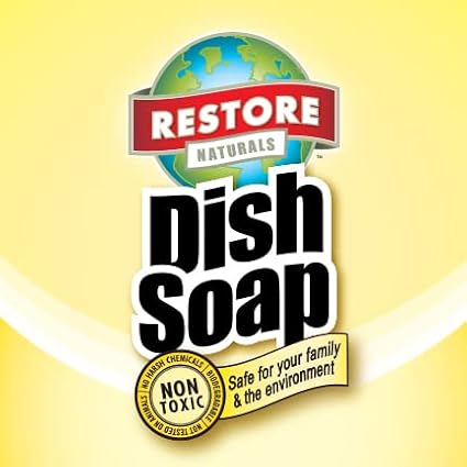 Restore Naturals Non Toxic Liquid Dish Soap - 64 Fl Oz - Plant Based | Biodegradable | Gentle Formula | Cruelty Free | Made in the USA - 2 Pack