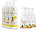 Fuwa3e Natural Dish Soap Pineapple (3 Pack) & Foaming Hand Soap Tangerine (3 Pack)