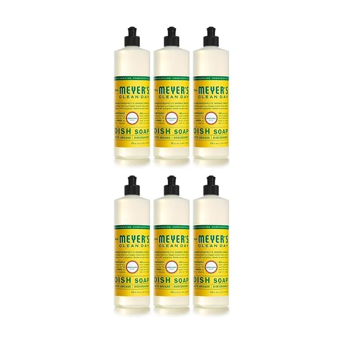[6 Pack] Clean Day Honeysuckle Scent Liquid Dish Soap 16 oz 1 pk with Bar Soap - Grease-Cutting Dish Soap - Liquid Dishwashing Soap, Honeysuckle Scent, Plant-Derived