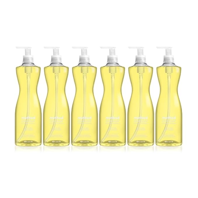 [6 Pack] Lemon Mint Scent Liquid Dish Soap 18 oz 1 pk with Sponge - Ultra Grease-Fighting Biodegradable Formula - Dish Soap, Cleaning Supplies, Household Essentials