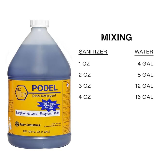 Apter Industries Podel Concentrated Dish Detergent - Highly Concentrated Detergent - Use Less and Clean More, 1 Gallon