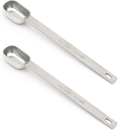 2PCS 3/4tsp Single Measuring Spoon, Stainless Steel Long Handle Individual by BERYLER