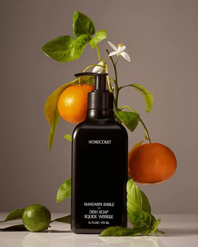 Homecourt by Courteney Cox Dish Soap, Mandarin Basile, 16 fl oz | Dishwashing Liquid with Clean Ingredients, Non-Toxic & Skin-Safe, Safe for People & Pets