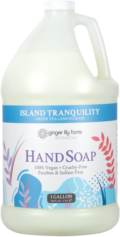 Ginger Lily Farms Botanicals Plant-Based Liquid Dish Soap, Concentrated Formula & Botanicals All-Purpose Liquid Hand Soap Refill, Island Tranquility