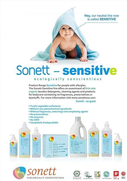 Sonett Organic Dishwashing Liquid, All Purpose Cleaner Sensitive Skin For People With Allergies 17 Fl.Oz (Pack of 6)