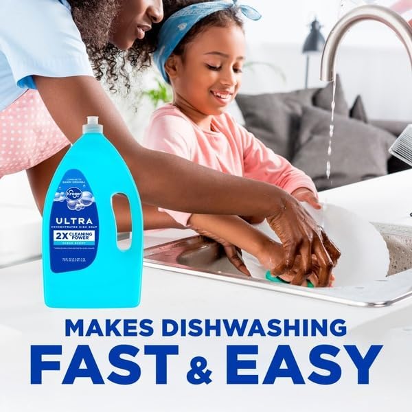 Ultra Concentrated Liquid Dish Soap Clean Scent Powerful Grease Cutting Formula, 75 fl oz