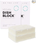 NO TOX LIFE Vegan Dish Block, 6 oz – A Solid Dish Soap for Effective Cleaning of Dishes, Pots and Pans – Ultra-Concentrated Biodegradable Formula – Fragrance and Dye Free – 2 Pack