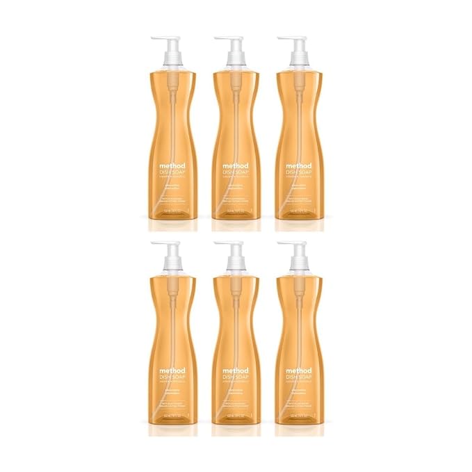 [6 Pack] Clementine Scent Liquid Dish Soap 18 oz 1 pk with Sponge - Ultra Grease Fighting - Dish Soap, Cleaning Supplies, Household Essentials