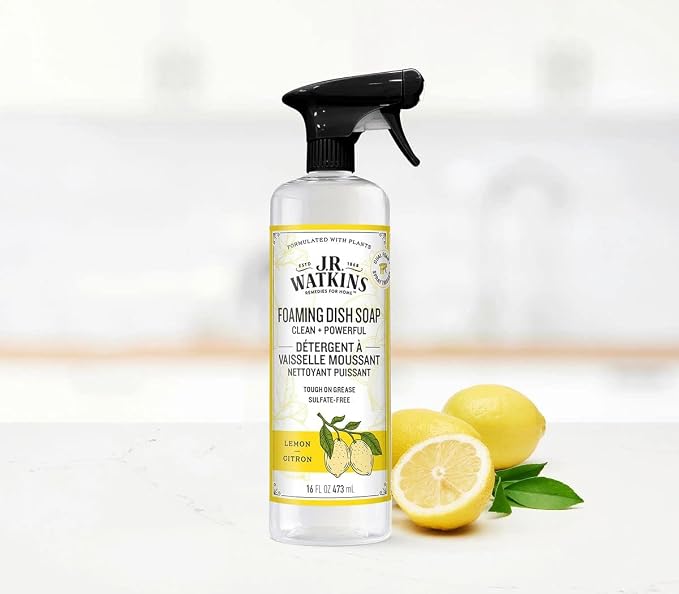 J.R. Watkins Trigger Spray Foaming Dish Soap, Lemon, 16 fl oz, 6 Pack