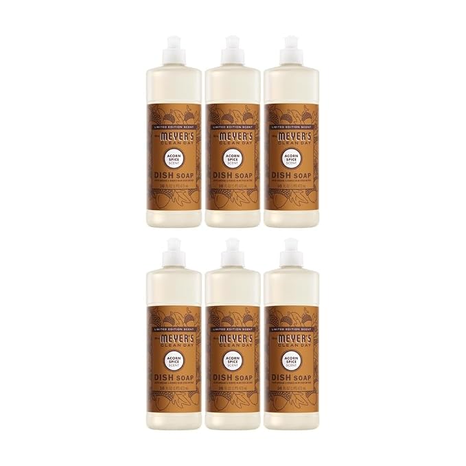 [6 Pack] Clean Day Acorn Spice Scent Liquid Dish Soap 16 oz 1 pk with Sponge - Hand-Washing Liquid - Dish Soap, Cleaning Supplies, Household Essentials