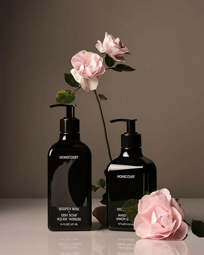 Homecourt Kitchen Duo, Powerful Dish Soap & Gentle Cleansing Hand Wash, Clean Formula, Non-Toxic & Skin-Safe, Steeped Rose (2 Products)