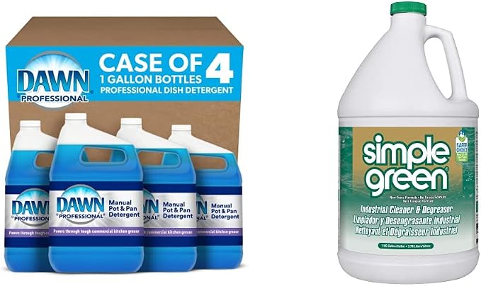 Dawn Professional Dishwashing Liquid Soap Detergent and Simple Green Industrial Cleaner and Degreaser Bundle (1 Gallon, 127.8 Fl Oz)