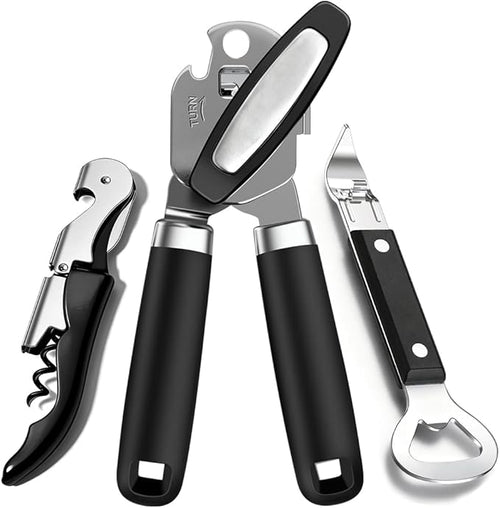 3PCS Can Opener Manual & Bottle Opener & Wine Opener, Smooth Edge Can Openers by Unknown