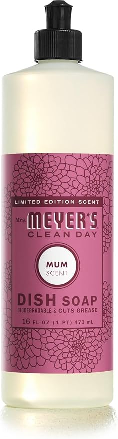 MRS. MEYER'S CLEAN DAY Liquid Dish Soap, Mum, 16 fl. oz