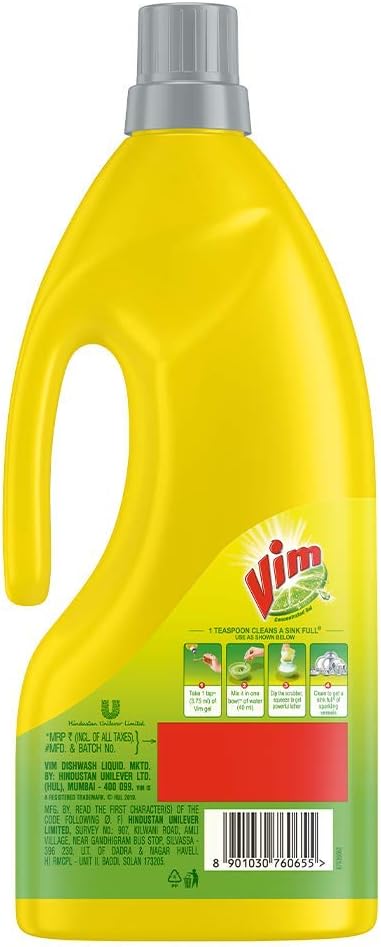 Vim Dishwash Gel, Lemon, 1.8 L