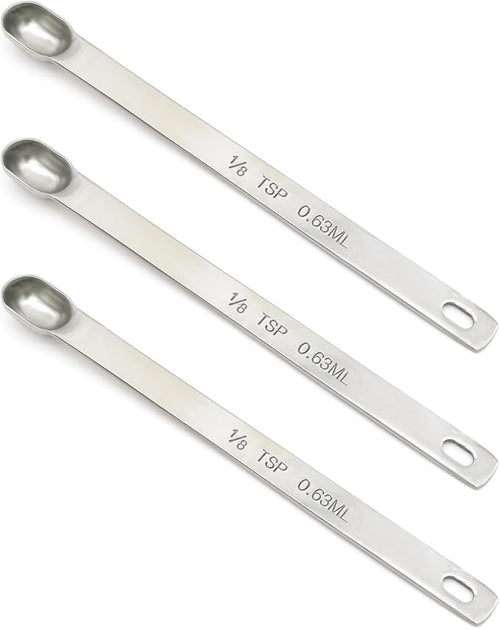 3PCS 1/8tsp Single Measuring Spoon, Stainless Steel Long Handle Individual by BERYLER