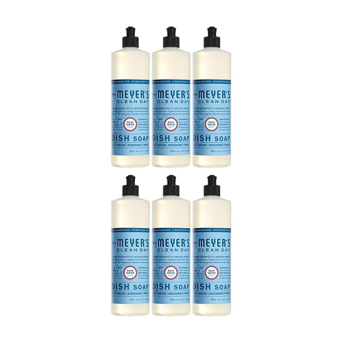 [6 Pack] Clean Day Refreshing Rain Scent Liquid Dish Soap 16 oz 1 pk with Sponge - Grease-Fighting Dish Soap - Liquid Dish Soap, Dishwashing Liquid, Dish Detergent