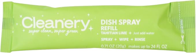 Dish Spray Cleaner Powder Concentrate Refills 4 Pack, Makes 24 fl oz Each, Tahitian Lime