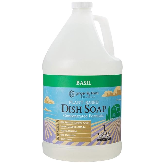 Ginger Lily Farms Botanicals Plant-Based Liquid Dish Soap, Concentrated Formula & Club & Fitness Conditioning Liquid Hand Soap Refill, 100% Vegan & Cruelty-Free