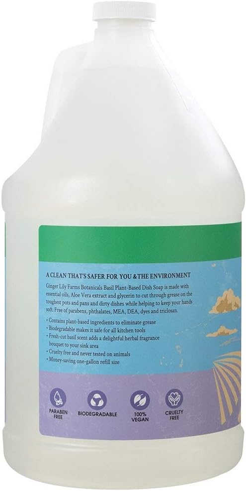 Ginger Lily Farms Botanicals Plant-Based Liquid Dish Soap, Concentrated Formula & Botanicals Nourishing Body Wash, Island Tranquility, 100% Vegan & Cruelty-Free