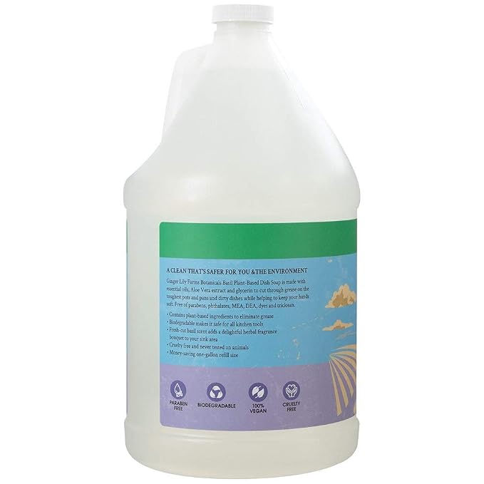 Ginger Lily Farms Botanicals Plant-Based Liquid Dish Soap, Concentrated Formula & Club & Fitness Conditioning Liquid Hand Soap Refill, 100% Vegan & Cruelty-Free