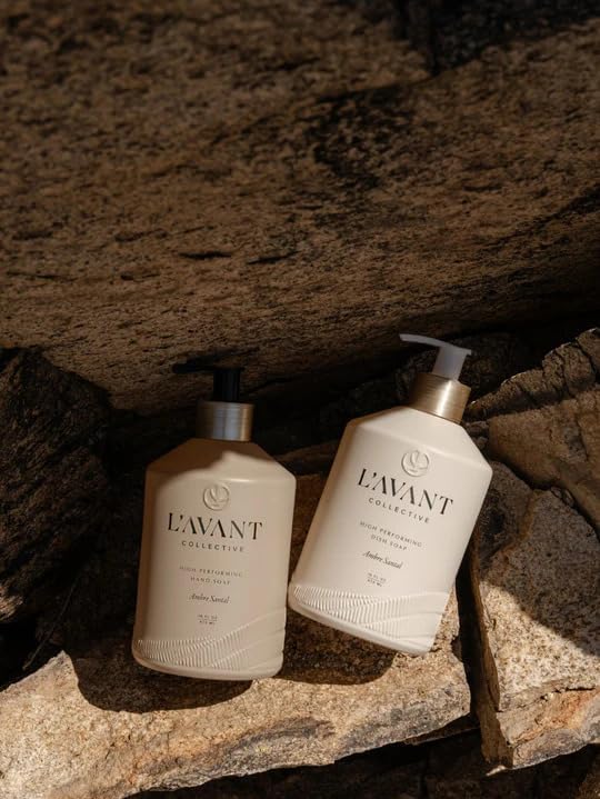 Dish Soap and Hand Soap Set, 16 oz Refillable Glass Bottles, Amber Santal | Powerful plant-based cleaning, refillable glass bottles, rich lather, essential oils, fresh linen aroma, long-lasting use
