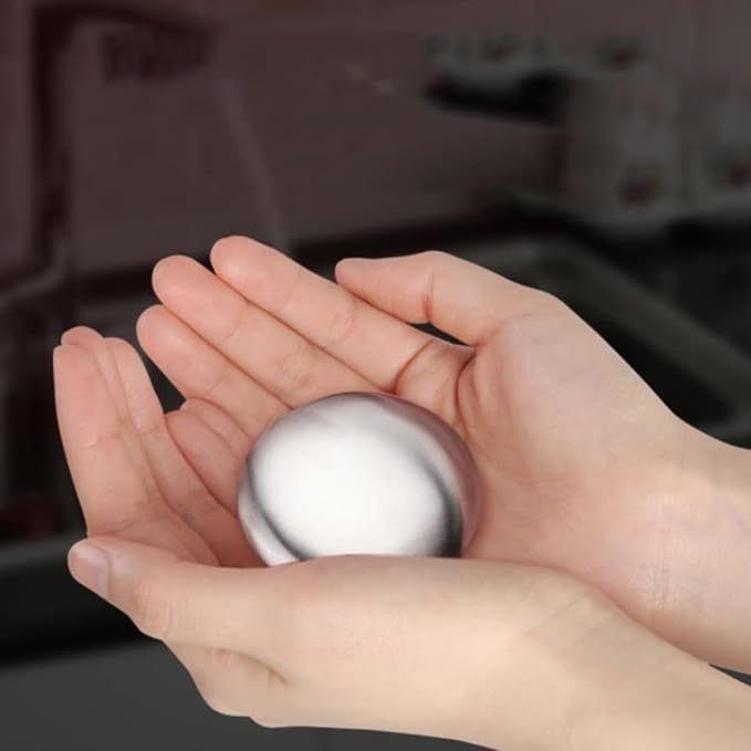 Stainless Steel Odor Absorbing Soap Bar for Kitchen Use, Round Shape with Smooth Surface, Creative Design Odor Removing Tool for Eliminating Fish and Garlic Smell