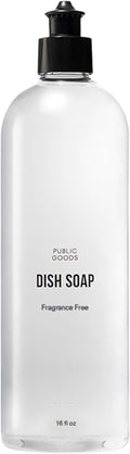 Public Goods Natural Fragrance Free Dish Soap | Kitchen Soap | Plant-Based & Vegan Friendly | Clear Dish Detergent Liquid | Concentrated Formula | Made in USA | 16 Fl Oz