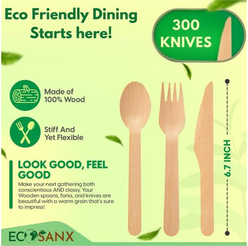 300 PCs Wooden disposable knives - Image 2