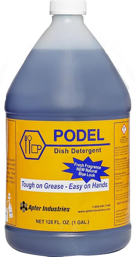 Apter Industries Podel Concentrated Dish Detergent - Highly Concentrated Detergent - Use Less and Clean More, 1 Gallon