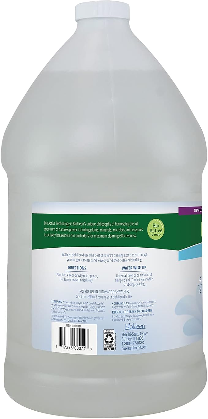 Biokleen Free & Clear Dish Soap - Dish Liquid, Dishwashing Cleaner, Eco-Friendly, Non-Toxic, Plant-Based, No Artificial Fragrance, Colors or Preservatives, Unscented (Pack of 2)