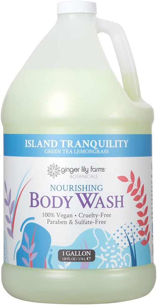 Ginger Lily Farms Botanicals Plant-Based Liquid Dish Soap, Concentrated Formula & Botanicals Nourishing Body Wash, Island Tranquility, 100% Vegan & Cruelty-Free