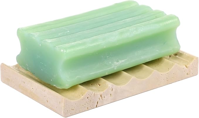 Dish Soap Marble Natural, Tray Soap Marble Luxurious for Shower, Holder Soap Stone Self-Draining, Texture Natural Unique, Rectangle Ring Jewelry for Bathroom and Kitchen Use