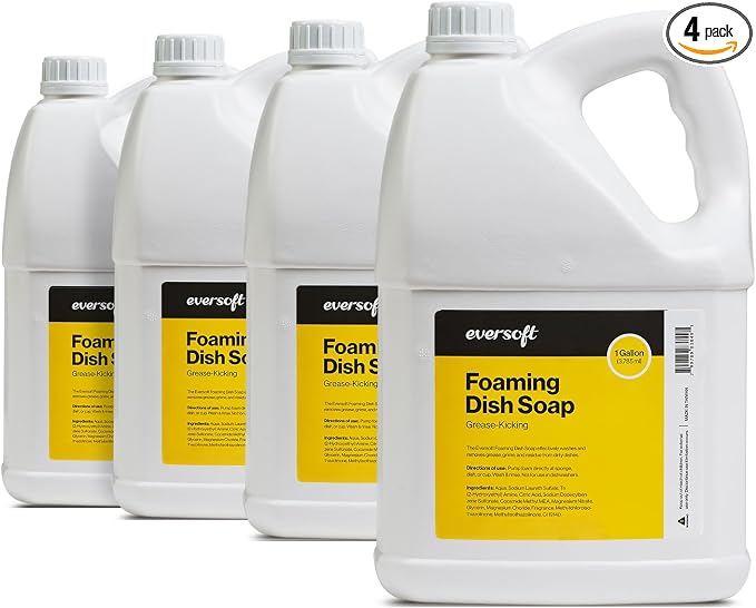 EZbrnd Eversoft Foaming Dish Soap Gallon Refill, 4 x 1gallon, Yuzu Scent