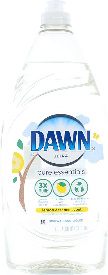 Dawn Ultra Pure Essentials Lemon Essence Scent Dishwashing Liquid Dish Soap 34 Fl. Oz