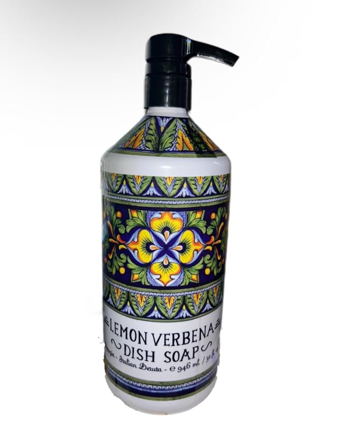 LEMON VERBENA ITALIAN DERUTA DISH SOAP INFUSED WITH ESSENTIAL OIL 946ML./32FL.OZ (PACK OF 1)