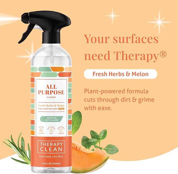Therapy Clean Fresh Herbs & Melon Bundle – 24 oz All Purpose Cleaner + 16 oz Dish Soap