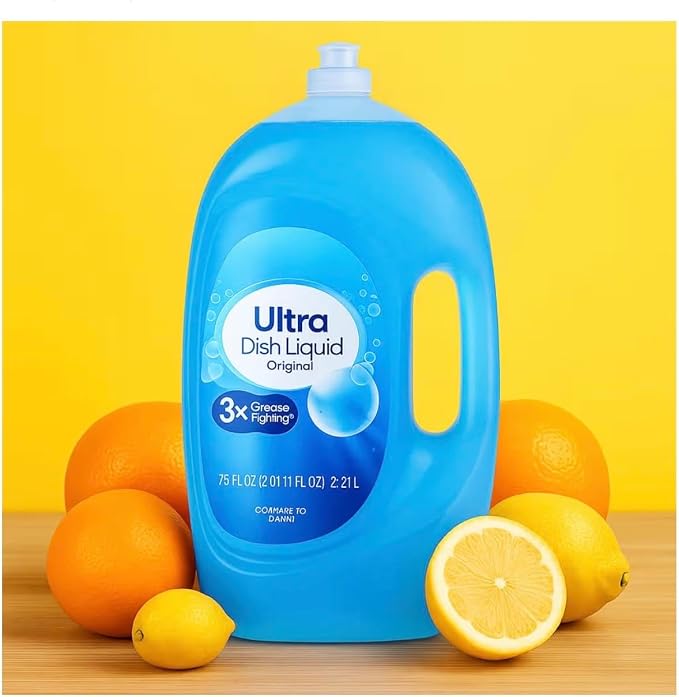 Ultra Strength Liquid Dish Soap, Original Scent, 75 fl oz – Grease-Fighting Concentrated Dishwashing Liquid for Sparkling Clean Dishes, Plates, Utensils (set of 1)