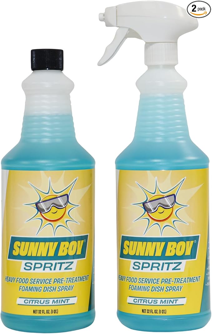 Apter Industries Sunny Boy Spritz | Heavy-Duty Foaming Dish Spray | Tackles Grease & Food Debris | Pre-Treatment Cleaner | Over 1500 Sprays per Bottle | Citrus Mint