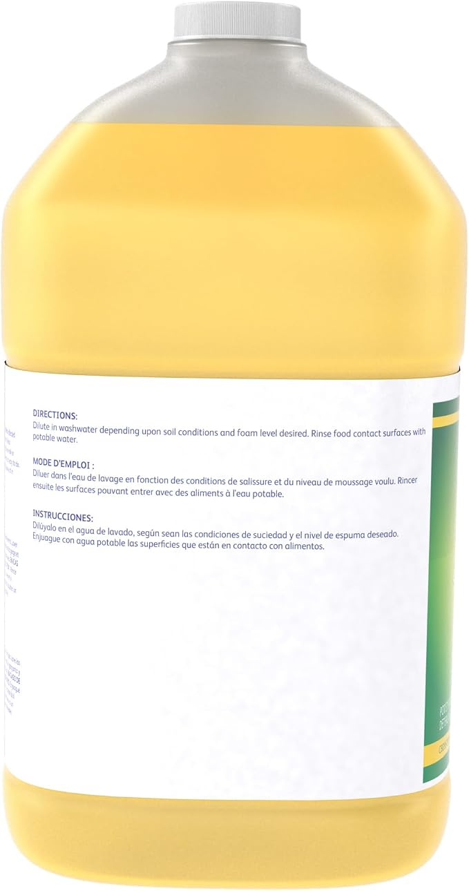Diversey Limon Pot & Pan Detergent - Tough On Grease, Easy On Hands - High-Sudsing Liquid Dish Soap Concentrate, Lemon Fresh Scent, 1-Gallon
