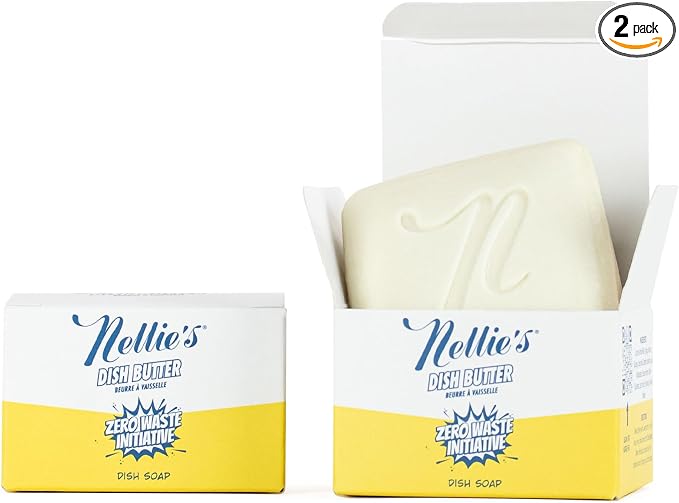 Nellie's Dish Butter Refill | Solid Dish Soap | Lemongrass Scent | 2 Pack | Phosphate-Free & Septic-Safe, Fits Nellie's Dish Butter Ceramic Container, Made in Canada