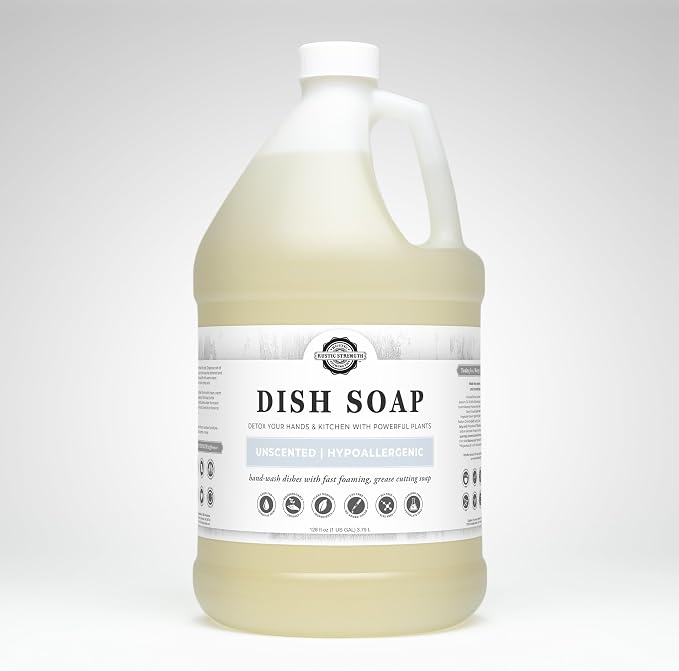 Rustic Strength Unscented Dish Soap, Gallon Plastic | High-Lathering, Concentrated,Plant-Based Formula,No Added Fragrance