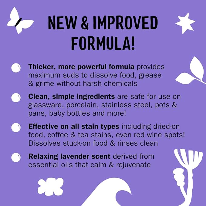 Molly's Suds Liquid Dish Soap | Clean, Simple Ingredients | Extra Scrubbing Power | Lavender Scent, 24 oz - 2 Pack