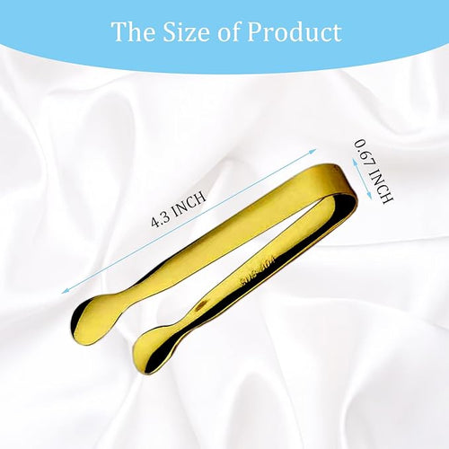 15PCS Mini Tongs for Serving, Metal Tong Stainless Steel Gold Tongs, 4.25Inch - Image 2