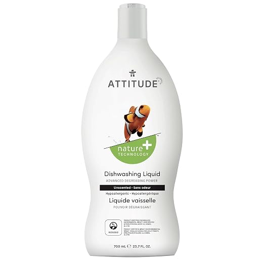 ATTITUDE Liquid Dish Detergent, Hypoallergenic Plant- and Mineral-Based Ingredients & Soothing Hand Soap for Sensitive Skin Enriched with Oat and Chamomile, EWG Verified